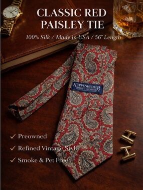 Kuppenheimer Men’s Silk Tie Red Paisley Classic